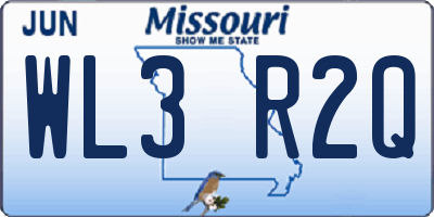 MO license plate WL3R2Q