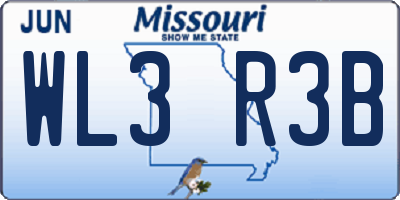 MO license plate WL3R3B