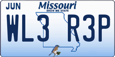 MO license plate WL3R3P