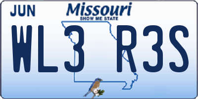 MO license plate WL3R3S
