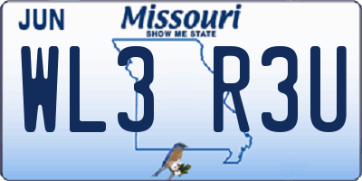 MO license plate WL3R3U