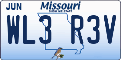 MO license plate WL3R3V