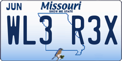 MO license plate WL3R3X