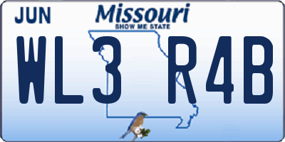 MO license plate WL3R4B