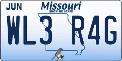 MO license plate WL3R4G