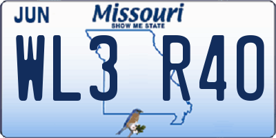 MO license plate WL3R4O