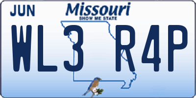 MO license plate WL3R4P