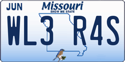 MO license plate WL3R4S