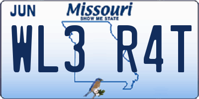 MO license plate WL3R4T