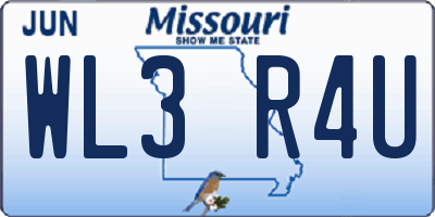 MO license plate WL3R4U