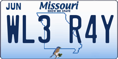 MO license plate WL3R4Y