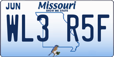 MO license plate WL3R5F