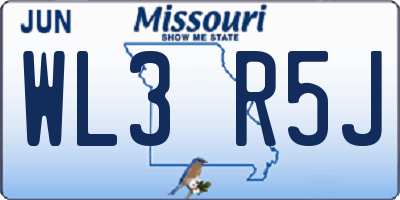 MO license plate WL3R5J