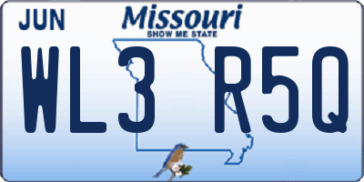 MO license plate WL3R5Q