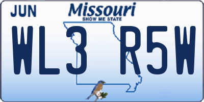 MO license plate WL3R5W