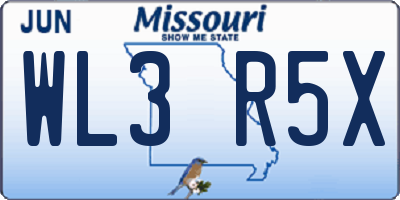 MO license plate WL3R5X