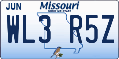 MO license plate WL3R5Z