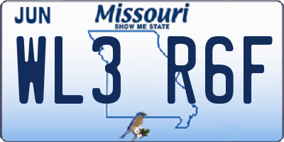 MO license plate WL3R6F