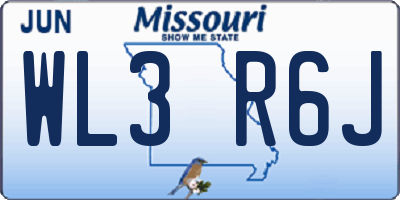 MO license plate WL3R6J