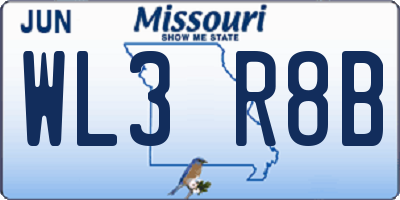 MO license plate WL3R8B