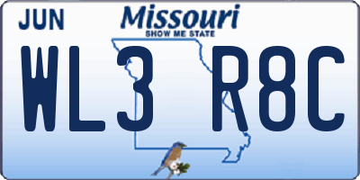 MO license plate WL3R8C