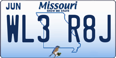 MO license plate WL3R8J
