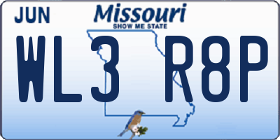 MO license plate WL3R8P