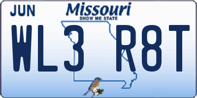 MO license plate WL3R8T