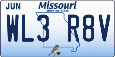 MO license plate WL3R8V