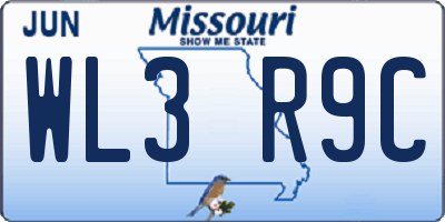 MO license plate WL3R9C