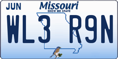 MO license plate WL3R9N