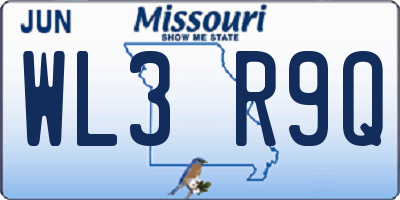 MO license plate WL3R9Q