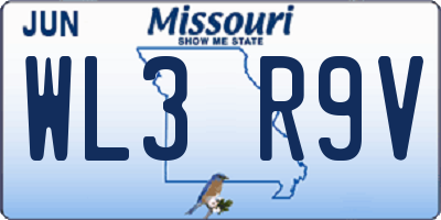MO license plate WL3R9V