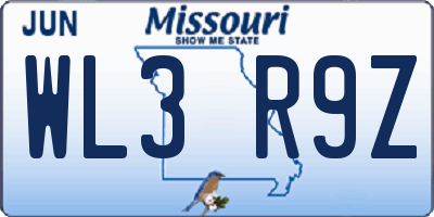 MO license plate WL3R9Z