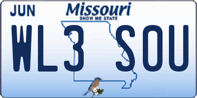 MO license plate WL3S0U