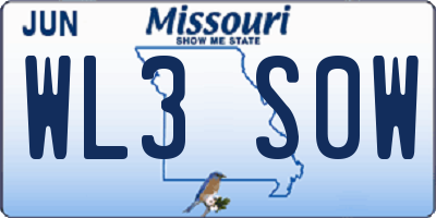 MO license plate WL3S0W