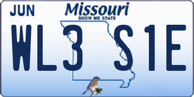 MO license plate WL3S1E