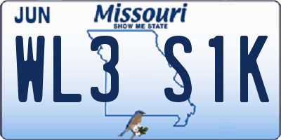 MO license plate WL3S1K