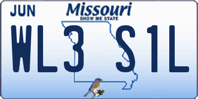 MO license plate WL3S1L