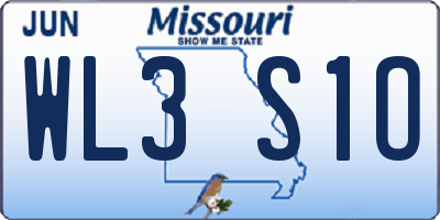 MO license plate WL3S1O