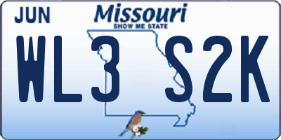 MO license plate WL3S2K