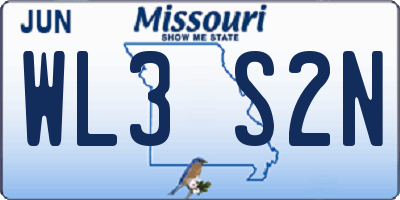 MO license plate WL3S2N