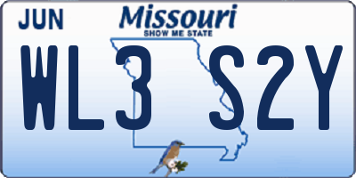 MO license plate WL3S2Y