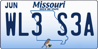 MO license plate WL3S3A