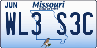 MO license plate WL3S3C