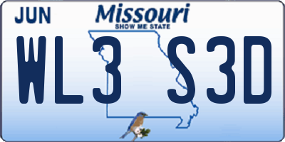 MO license plate WL3S3D