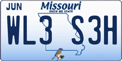 MO license plate WL3S3H