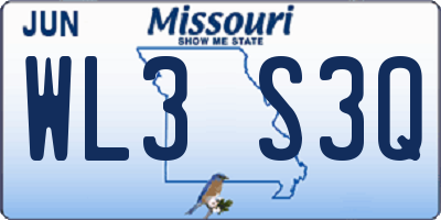 MO license plate WL3S3Q