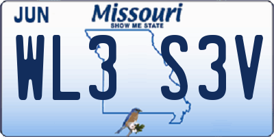 MO license plate WL3S3V