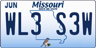 MO license plate WL3S3W